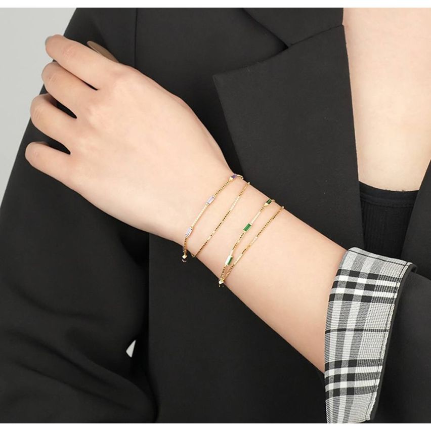 925 Silver Gold Plating Zircon Minimalist Bracelets