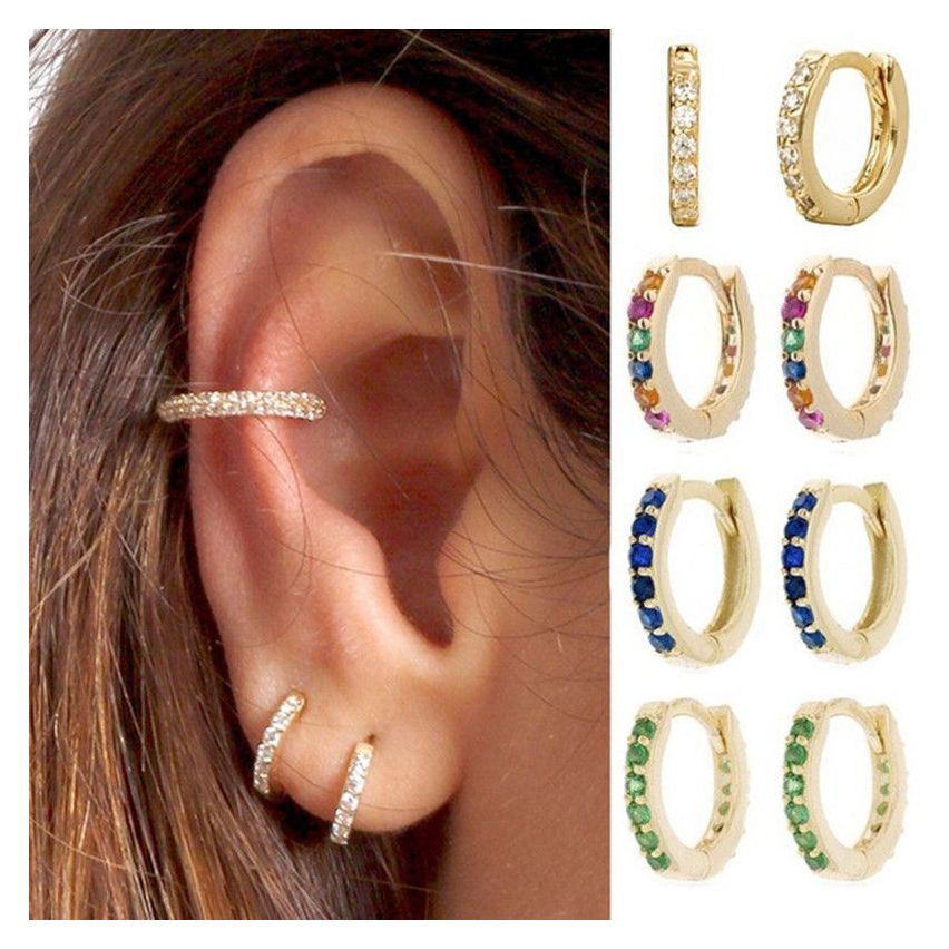 ESSENTIAL Gold Plating 925 Silver Zircon Minimalist Earrings