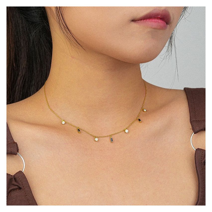 ESSENTIAL Gold Plating 925 Silver Zircon Minimalist Pendants