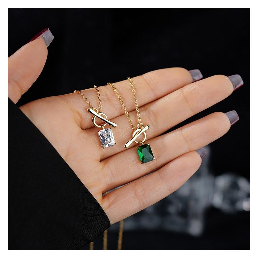 ESSENTIAL Gold Plating 925 Silver Zircon Smooth Pendants