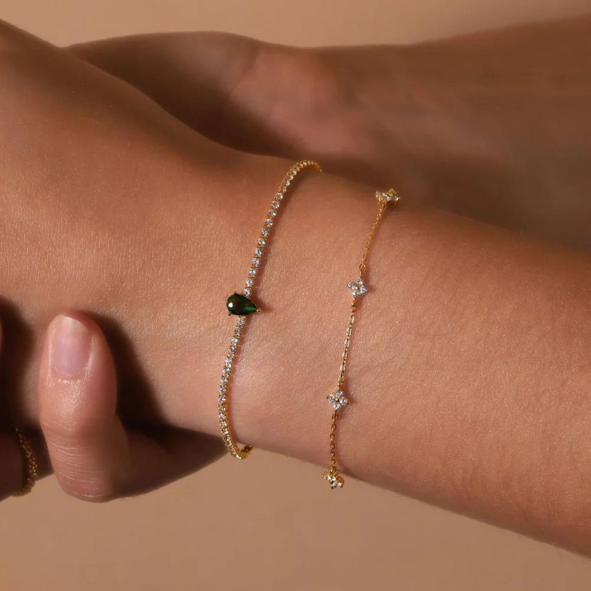 925 Silver Gold Plating Zircon Tennis Bracelets