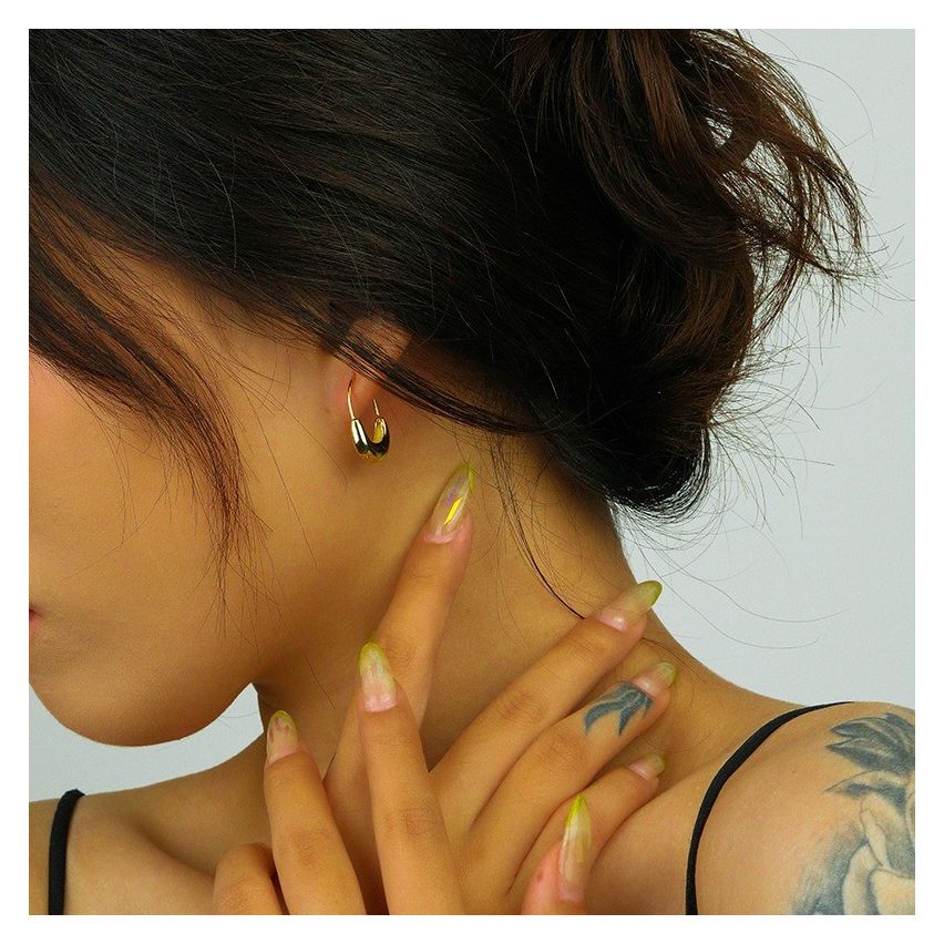 ESSENTIAL Gold Plating 925 Silver Hoop Earrings