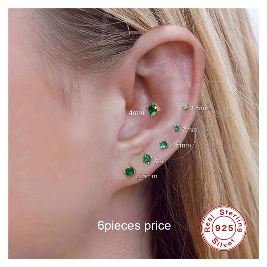 925 Silver Gold Plating Stud Earrings