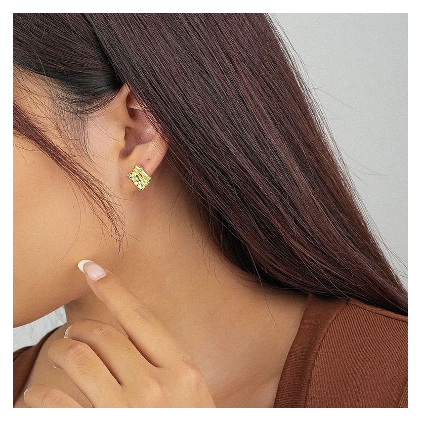 ESSENTIAL Gold Plating 925 Silver Texture Earrings