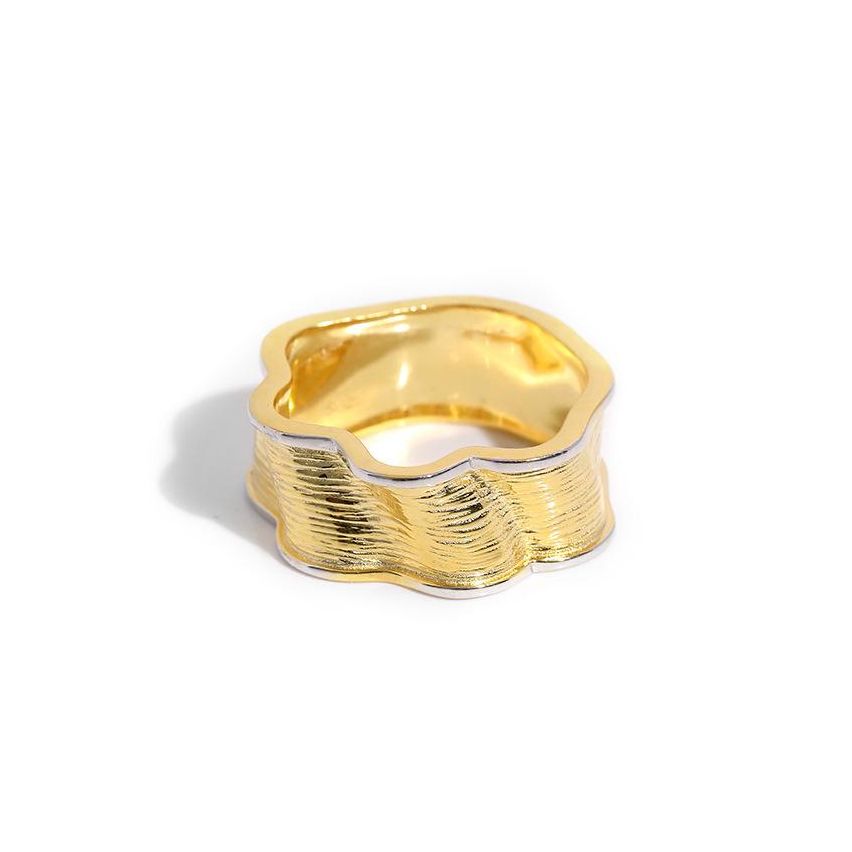 ESSENTIAL Gold Plating 925 Silver Texture Rings