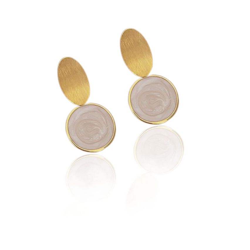 925 Silver Gold Plating Enamel Smooth Earrings