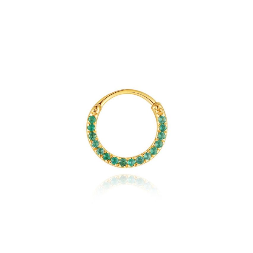 925 Silver New Gold Plating Green Zircon Piercing Earrings 0.33g