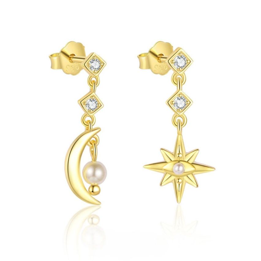 925 Silver Gold Plating Pearl Minimalist Earrings