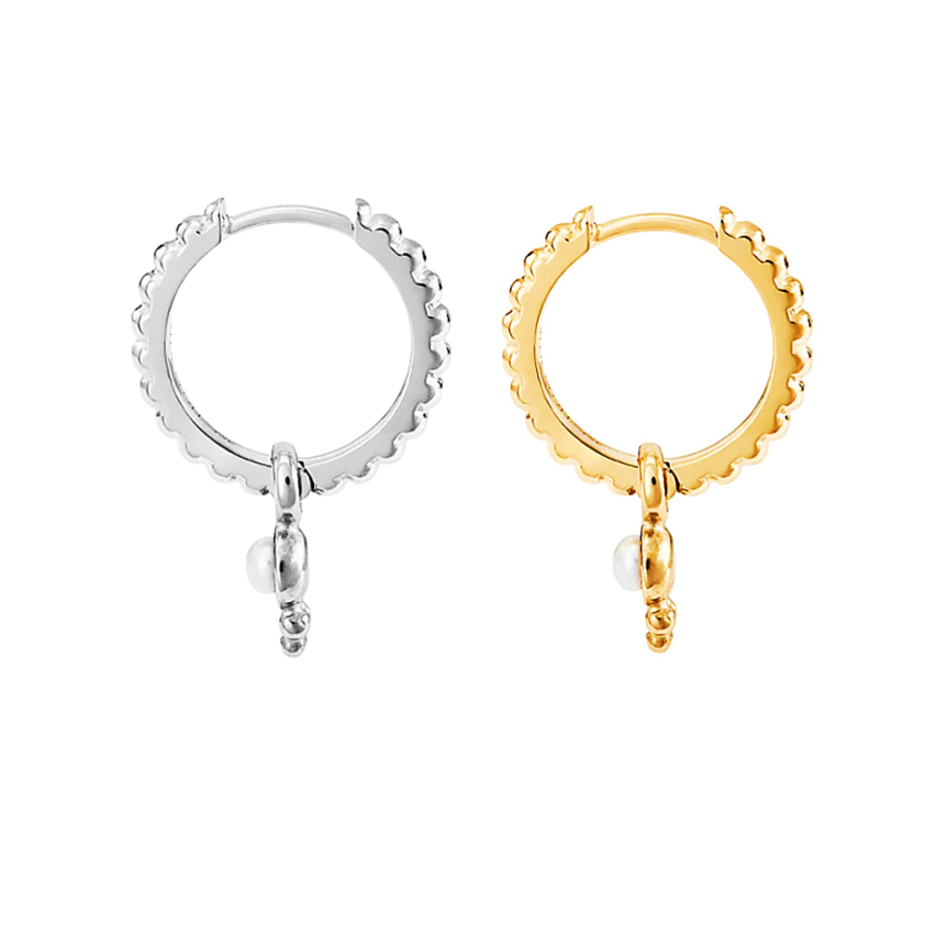 925 Silver Gold Plating Zircon Hoop Earrings 1.5g