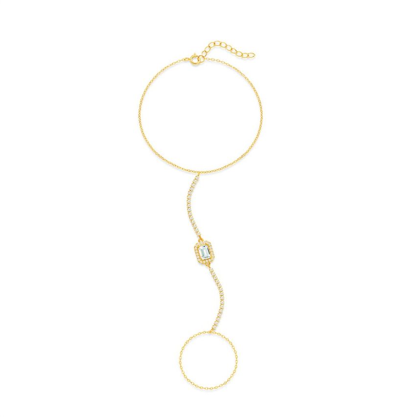 925 Silver Gold Plating Zircon Indians Bracelets 2.4g