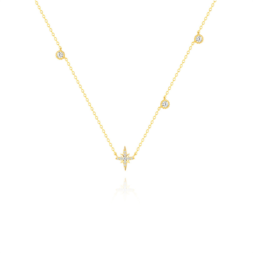 925 Silver Gold Plating Zircon Pendants 2.01g