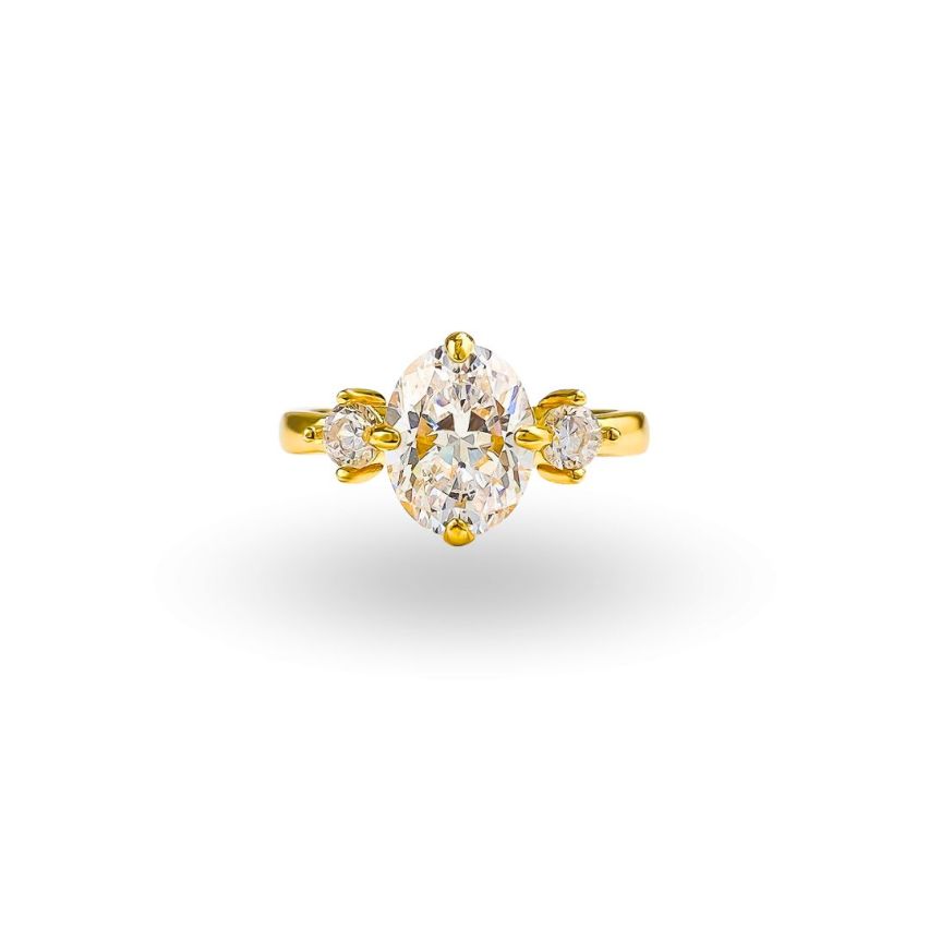 925 Silver Gold Plating Zircon Rings 3.5g EU52 - ES12 - US6,00