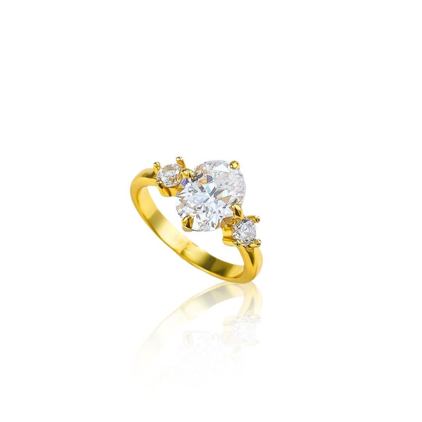 925 Silver Gold Plating Zircon Rings