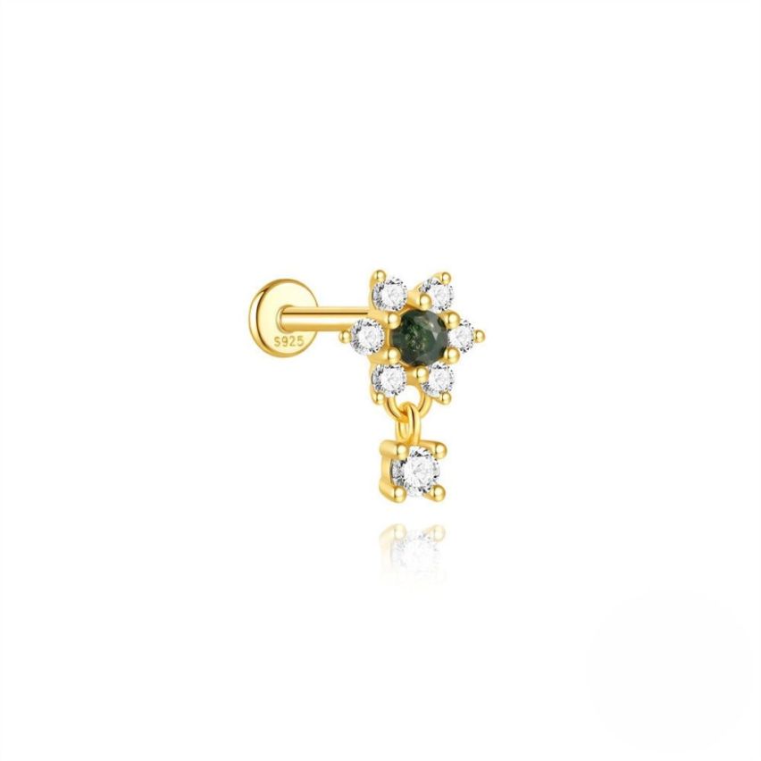 925 Silver New Gold Plating Zircon Stud Earrings 0.65g