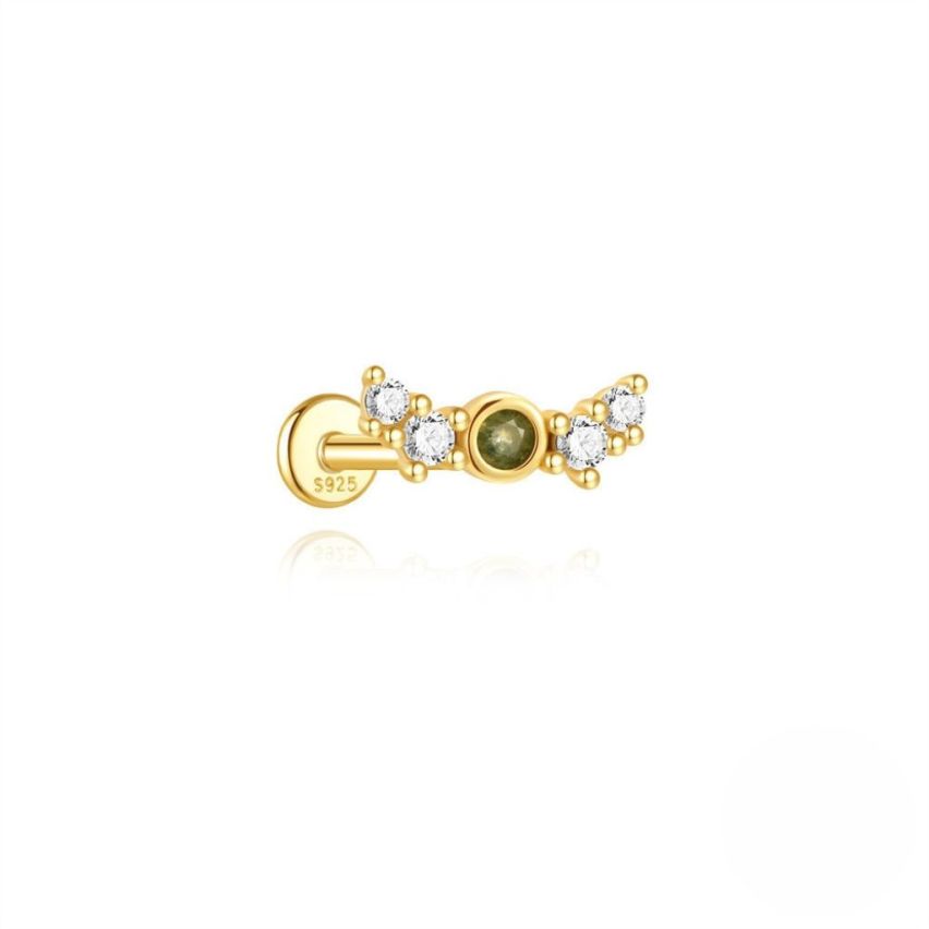 925 Silver New Gold Plating Zircon Stud Earrings 0.42g