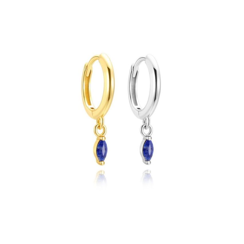 925 Silver New Lake blue Agate Hoop Earrings 1.36g
