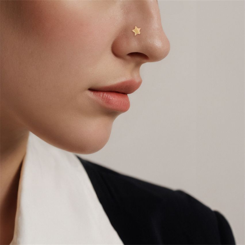 925 Silver New Gold Plating Nose Ring Earrings 0.9g 7x3.7mm