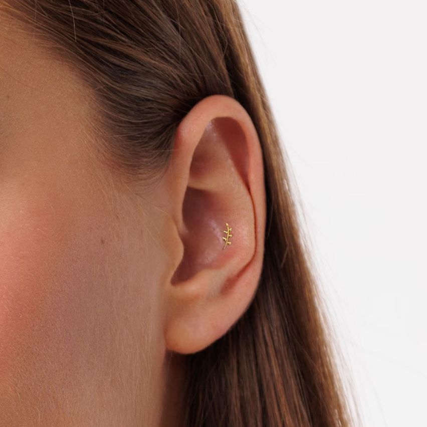 925 Silver New Gold Plating Piercing Earrings 0.27g