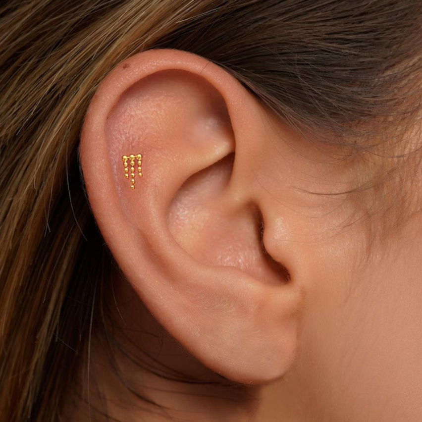 925 Silver New Gold Plating Piercing Earrings 0.35g 7x5mm