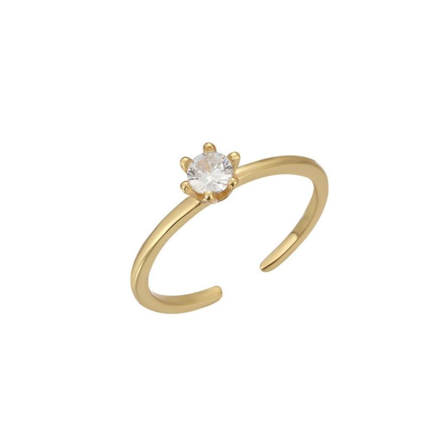 925 Silver New Gold Plating Zircon Toe Ring Rings 0.77g