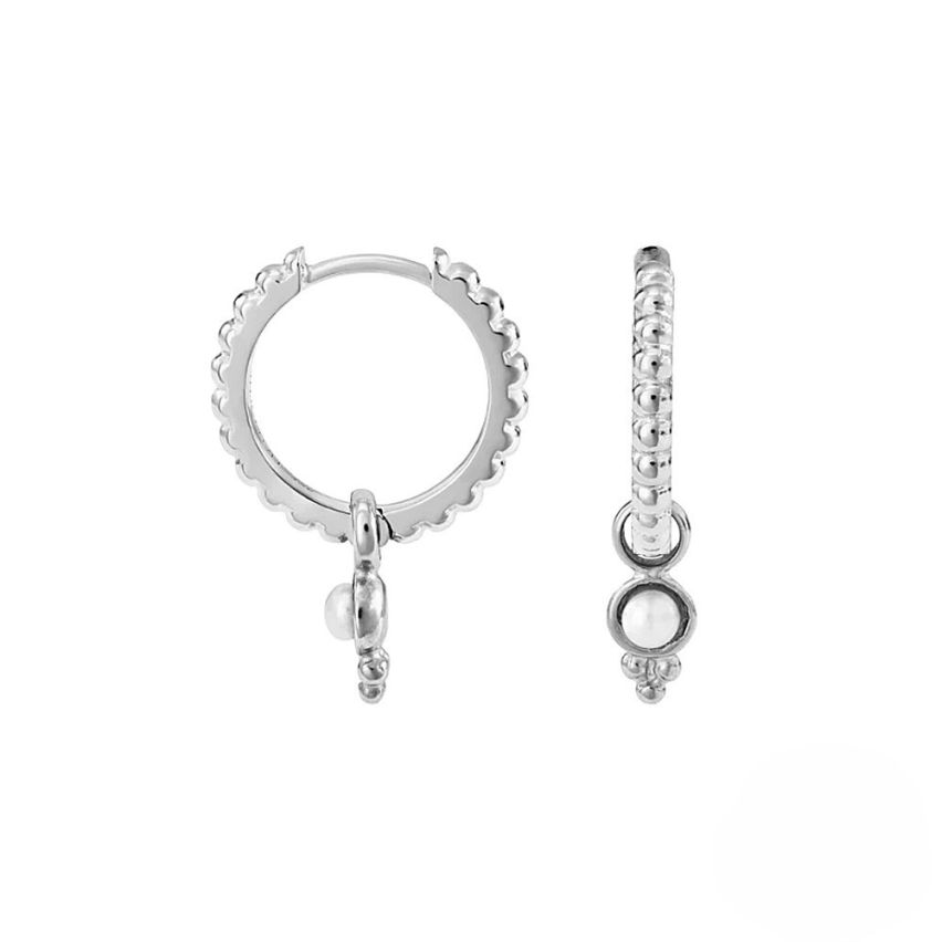 925 Silver Rhodium Plating Zircon Hoop Earrings 1.5g