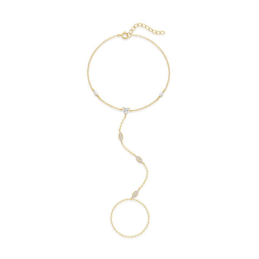 925 Silver New Gold Plating Zircon Indians Bracelets 1.55g