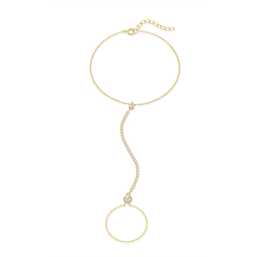 925 Silver New Gold Plating Zircon Indians Bracelets 1.85g