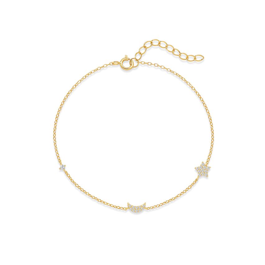 925 Silver New Gold Plating Zircon Minimalist Bracelets 1.02g