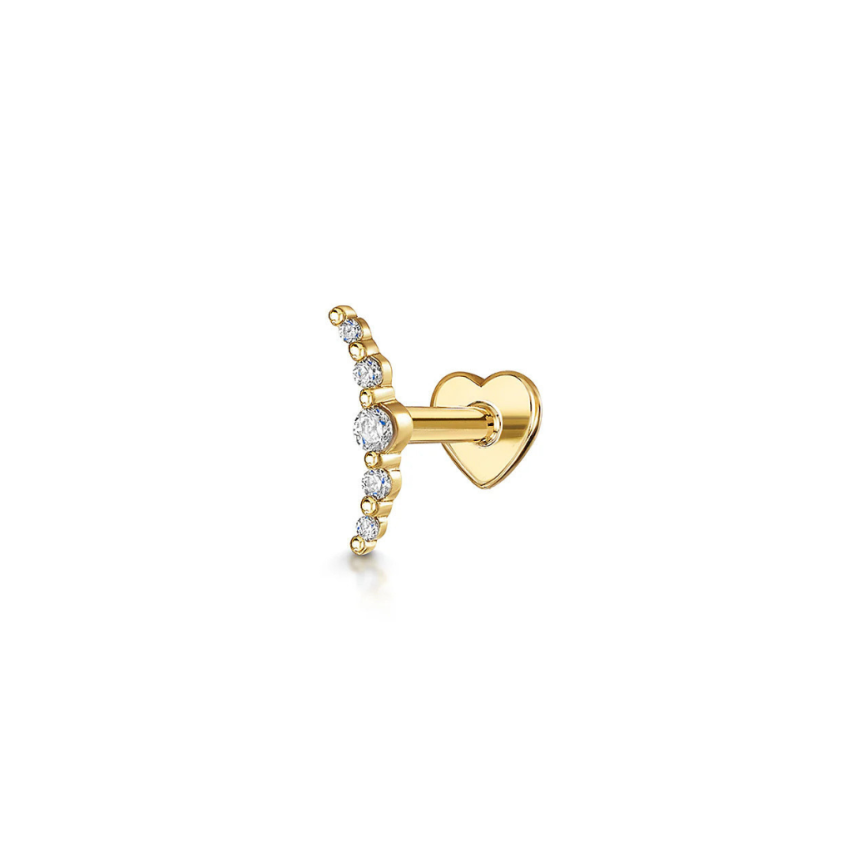 925 Silver New Gold Plating Zircon Piercing Earrings 0.46g