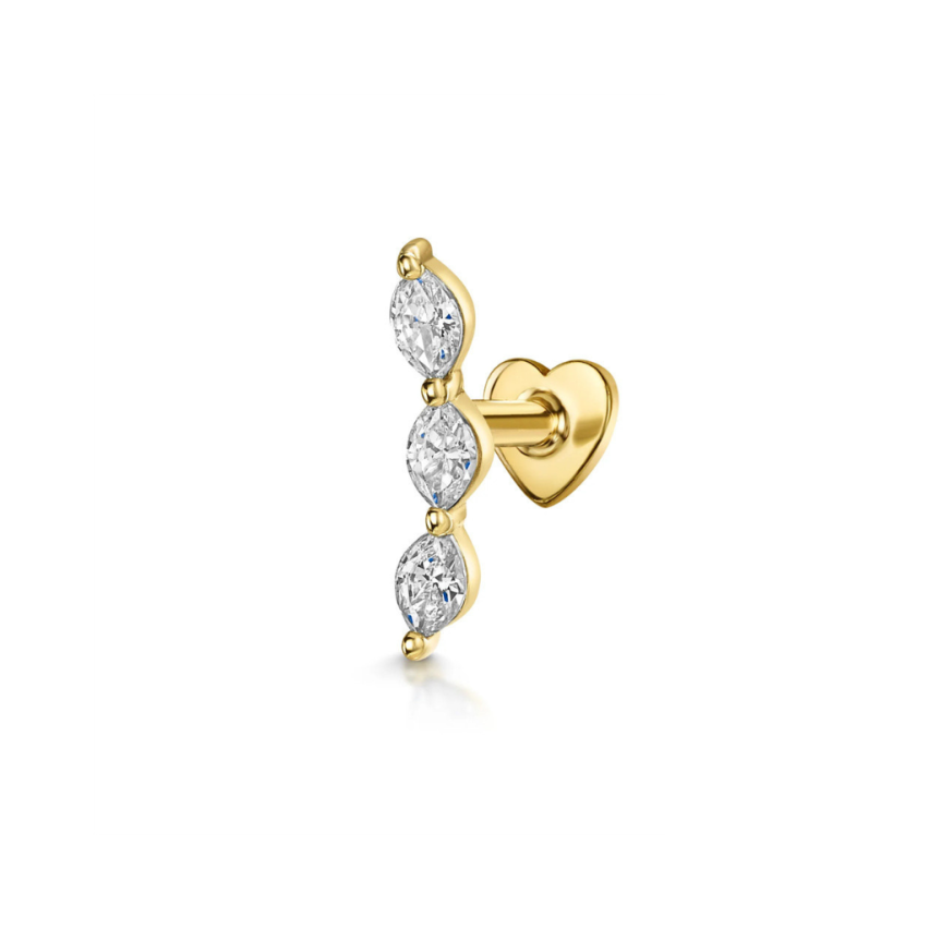 925 Silver New Gold Plating Zircon Piercing Earrings 0.4g