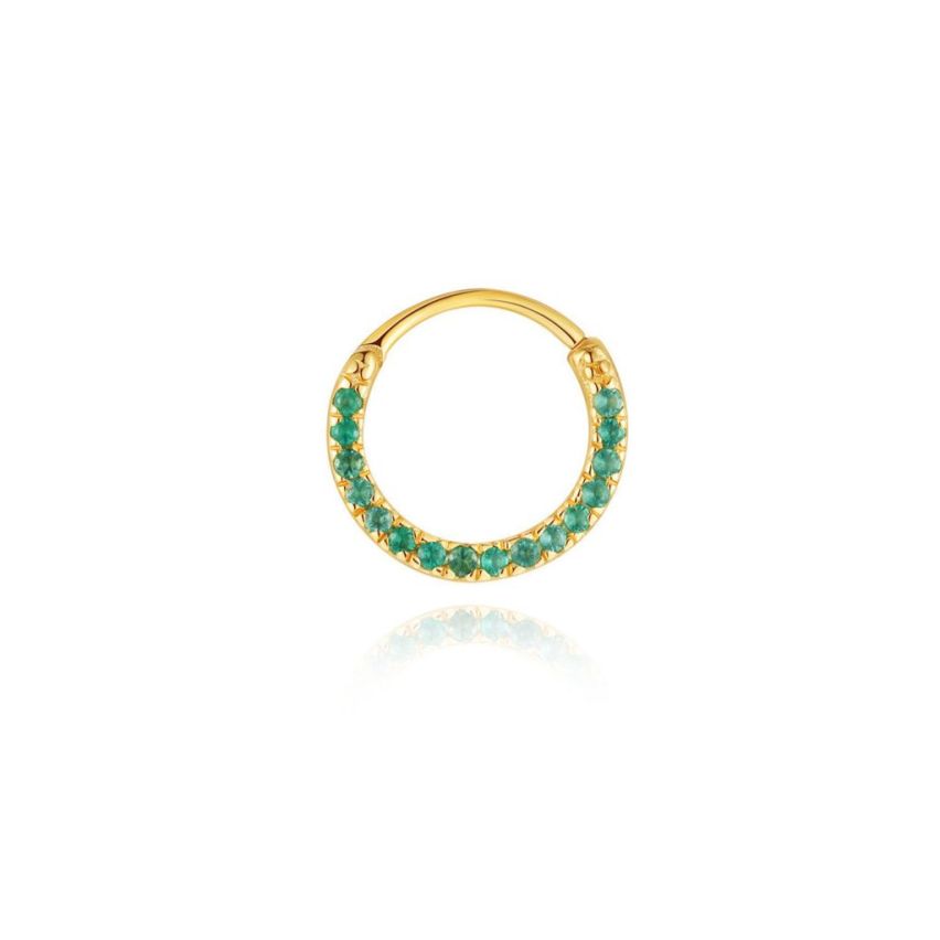 925 Silver New Gold Plating Green Zircon Piercing Earrings 0.33g