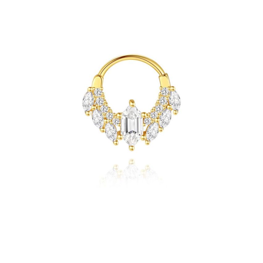 925 Silver New Gold Plating Zircon Piercing Earrings 1.12g