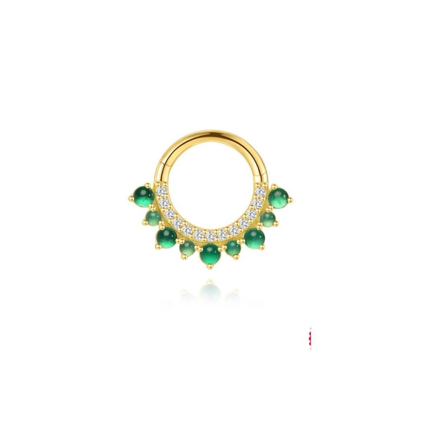 925 Silver New Gold Plating Green Zircon Piercing Earrings 0.95g