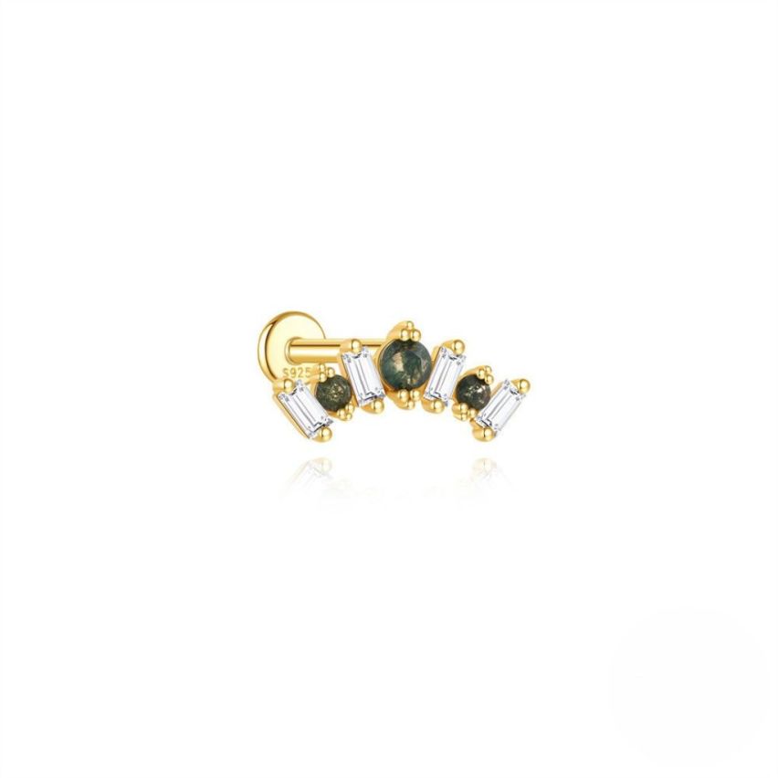 925 Silver New Gold Plating Zircon Stud Earrings 0.7g