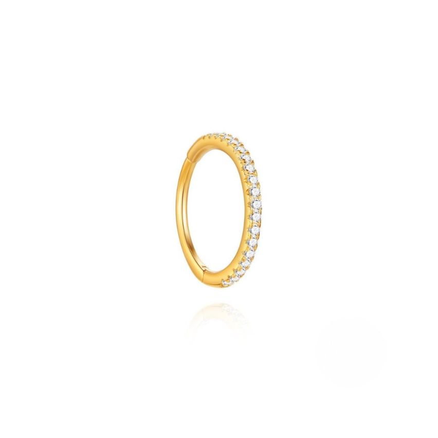 925 Silver New Gold Plating Zircon Hoop Earrings 0.53g - 1.2mm