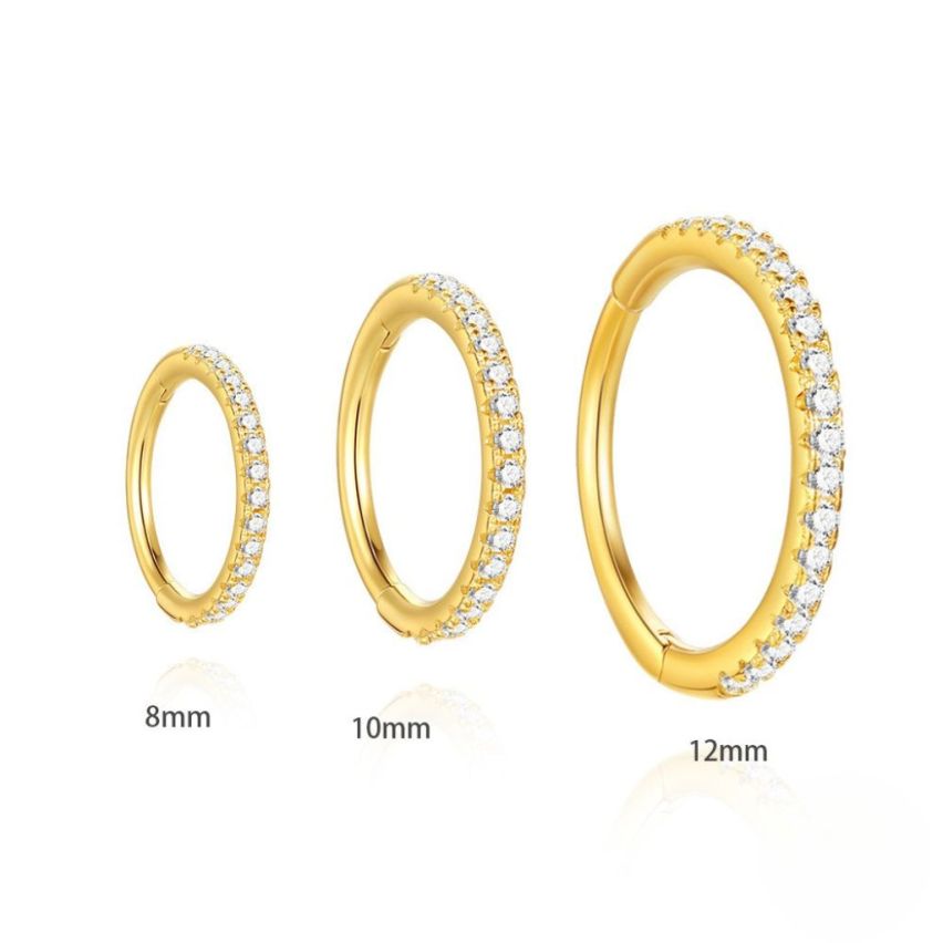 925 Silver New Gold Plating Zircon Hoop Earrings - 1.2mm