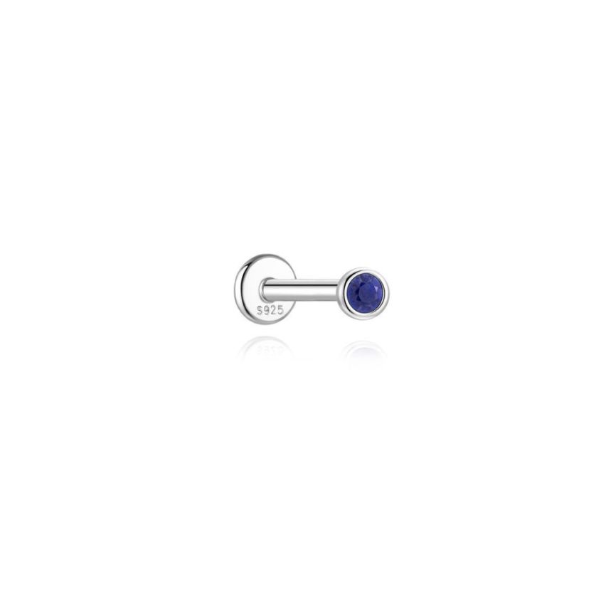 925 Silver New Rhodium Plating Blue marine Lapis lazuli Stud Earrings 0.3g