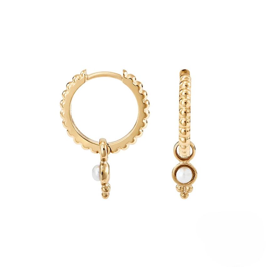 925 Silver Gold Plating Zircon Hoop Earrings 1.5g