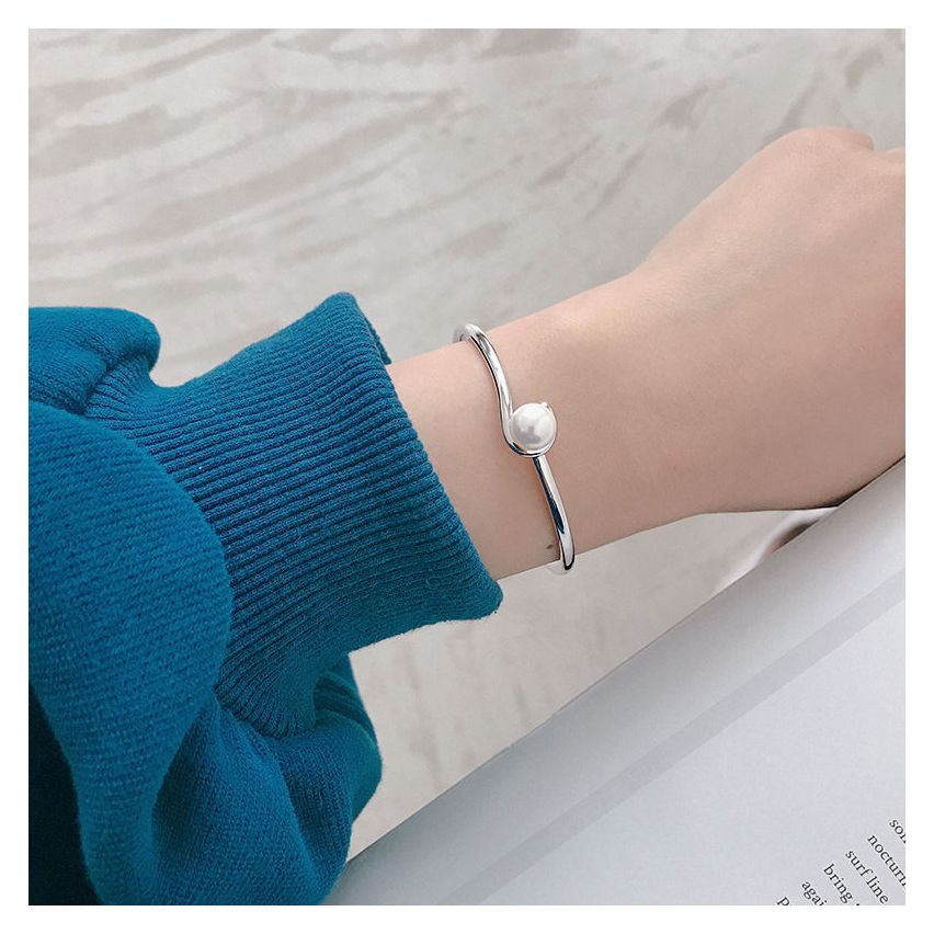 925 Silver Platinum Plating Freshwater pearl Pearls Bangles