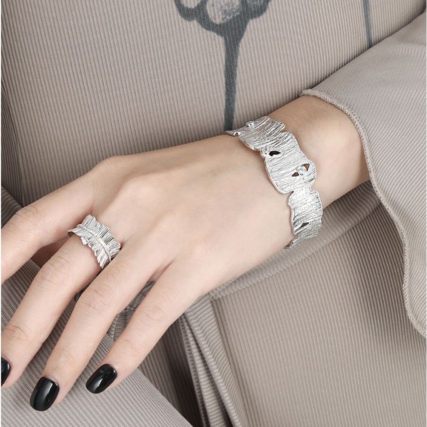 925 Silver Platinum Plating Zircon Texture Bangles