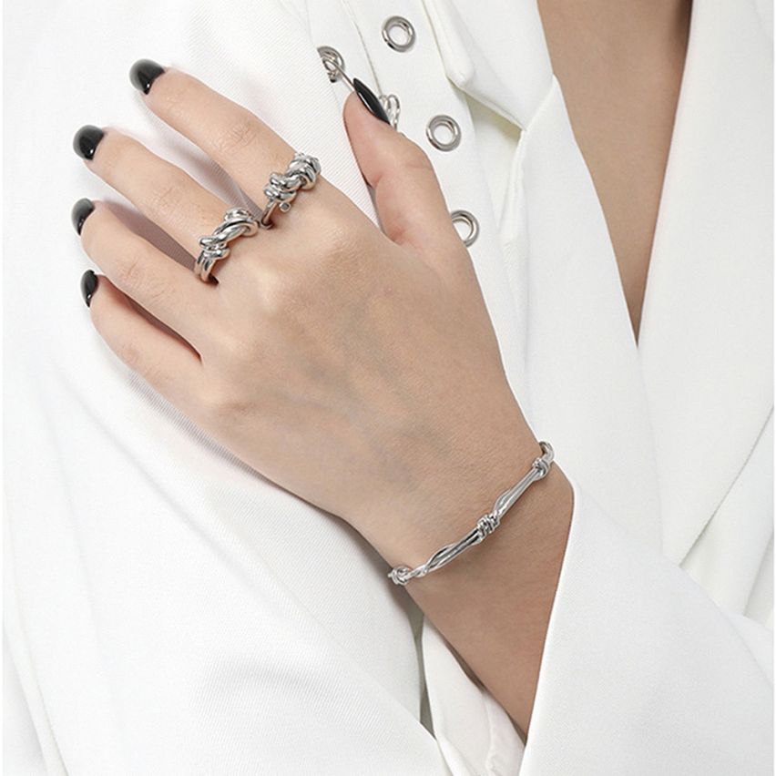 925 Silver Platinum Plating Geometric Bangles