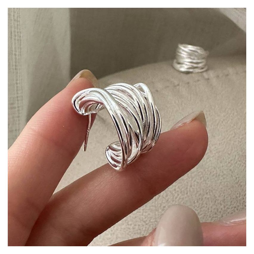 925 Silver Platinum Plating Hoop Earrings