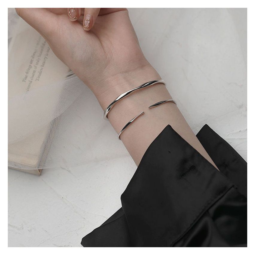 925 Silver Platinum Plating Smooth Bangles