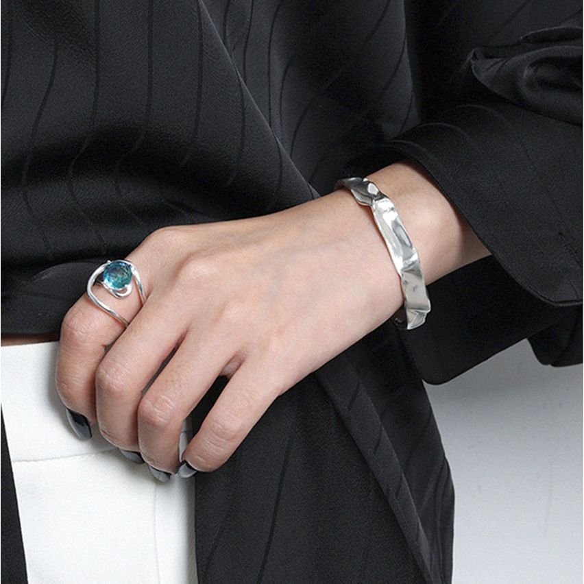 925 Silver Platinum Plating Smooth Bangles