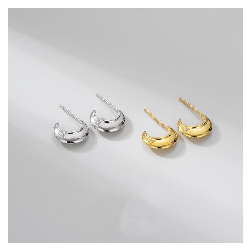 925 Silver Platinum Plating Stud Earrings 1.58g 12x4mm