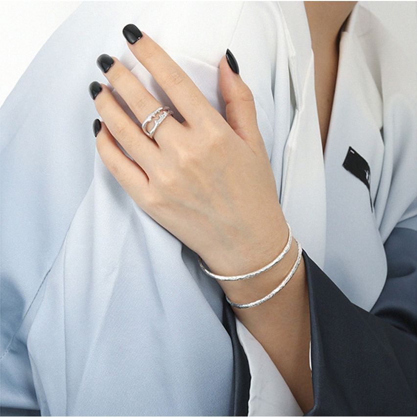 925 Silver Platinum Plating Texture Bangles