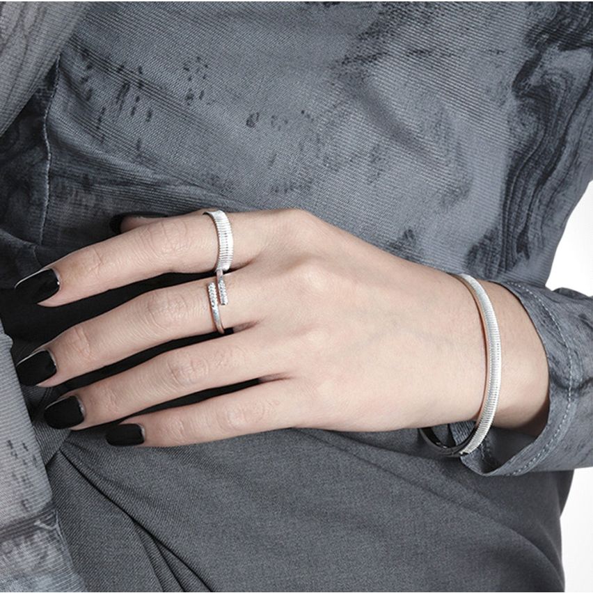 925 Silver Platinum Plating Texture Bangles