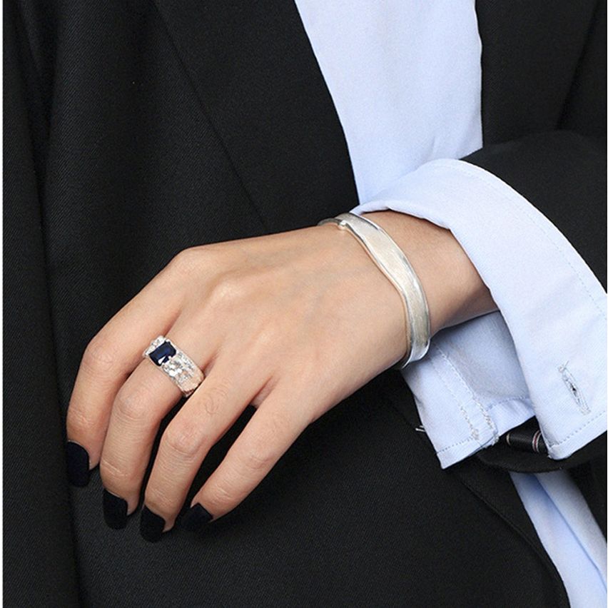 925 Silver Platinum Plating Texture Bangles