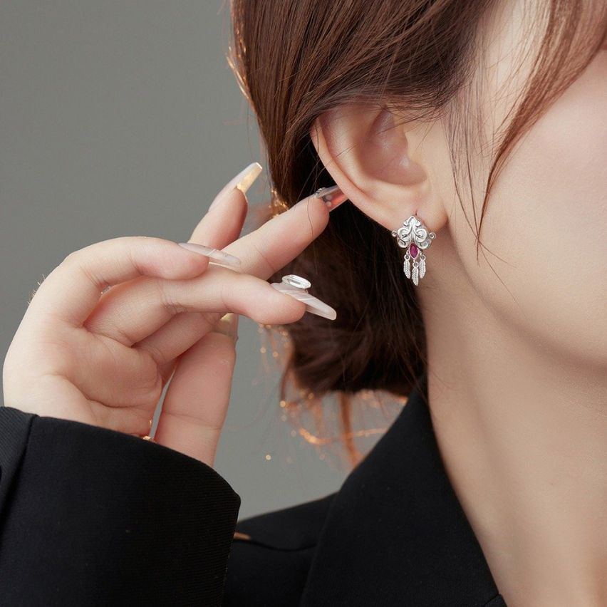 BOHEMIAN Rhodium Plating 925 Silver Zircon Geometric Earrings