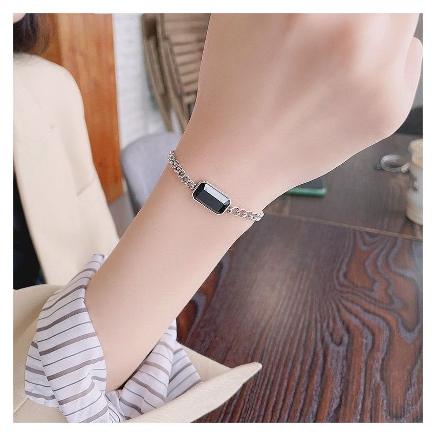 925 Silver Rhodium Plating Zircon Smooth Bracelets